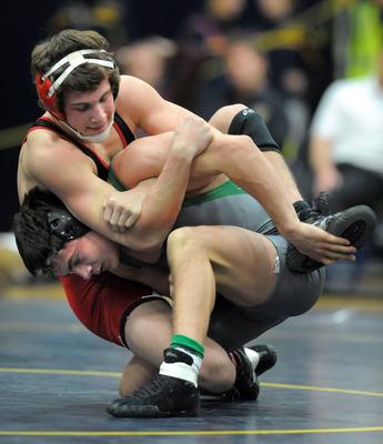 Lancaster senior Eric Lewandowski wrestled Shenendehowa's Nick Kelley 